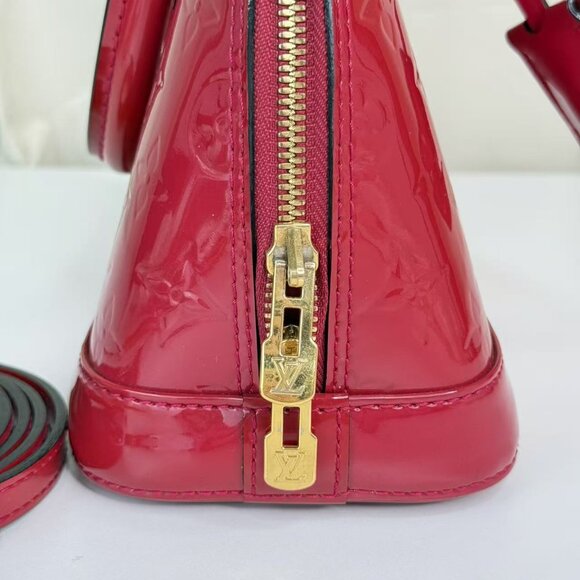 Louis Vuitton Alma BB Red Top Handle Bag Monogram Vernis - Picture 6 of 11